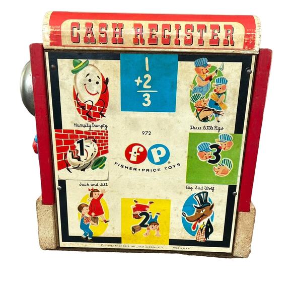 Vintage 1963 Fisher Price Wood Cash Register No Coins Bell Rings Wooden READ - Picture 11 of 11